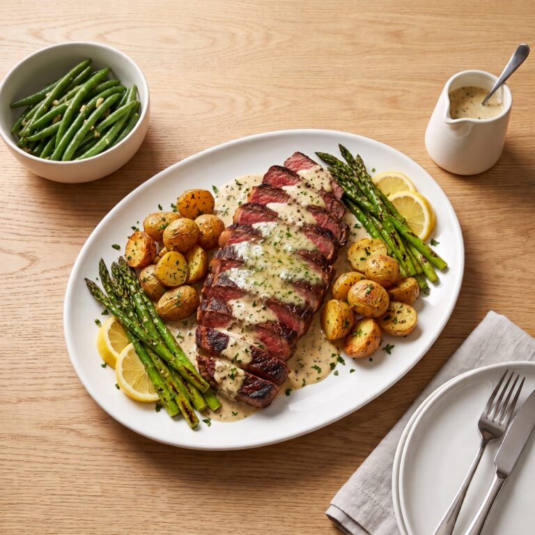Pan Seared Steak with Garlic Herb Cream Sauce Recipe